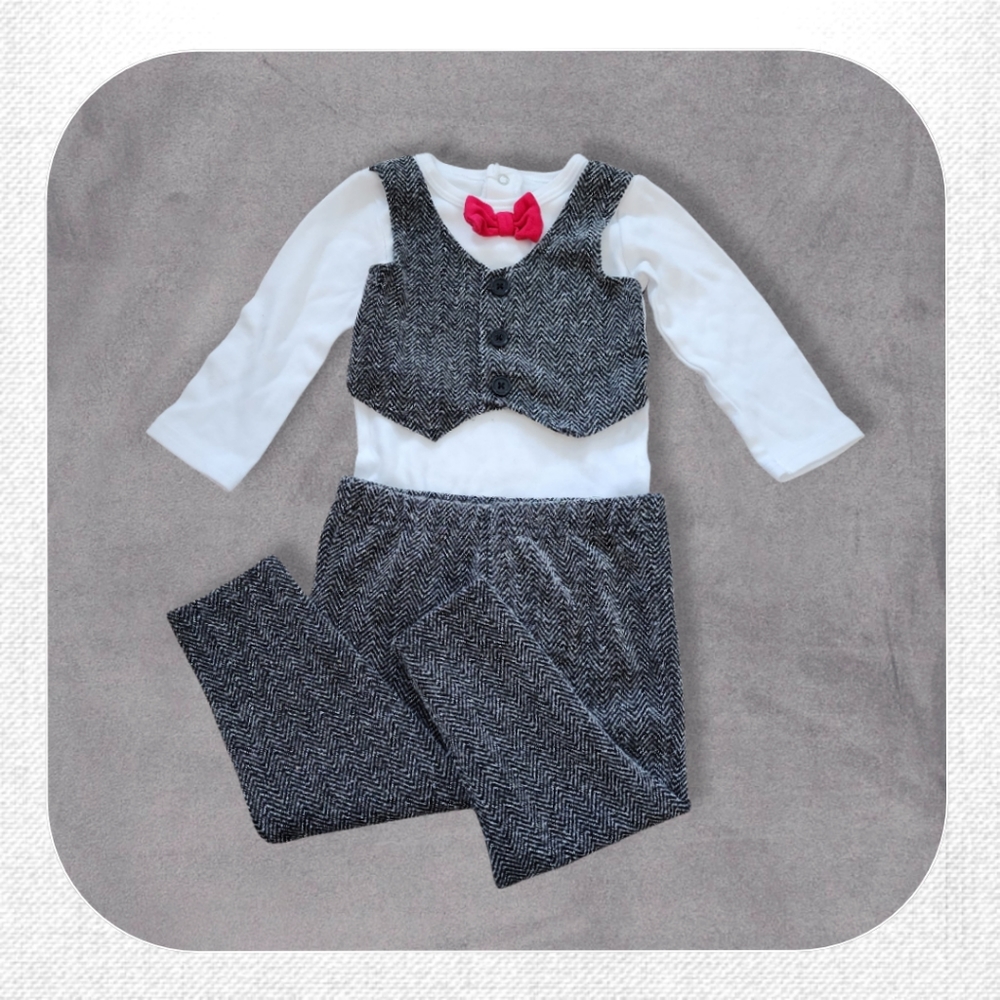 Grey Tweed Vest and Pants Outfit, Kid's 12M